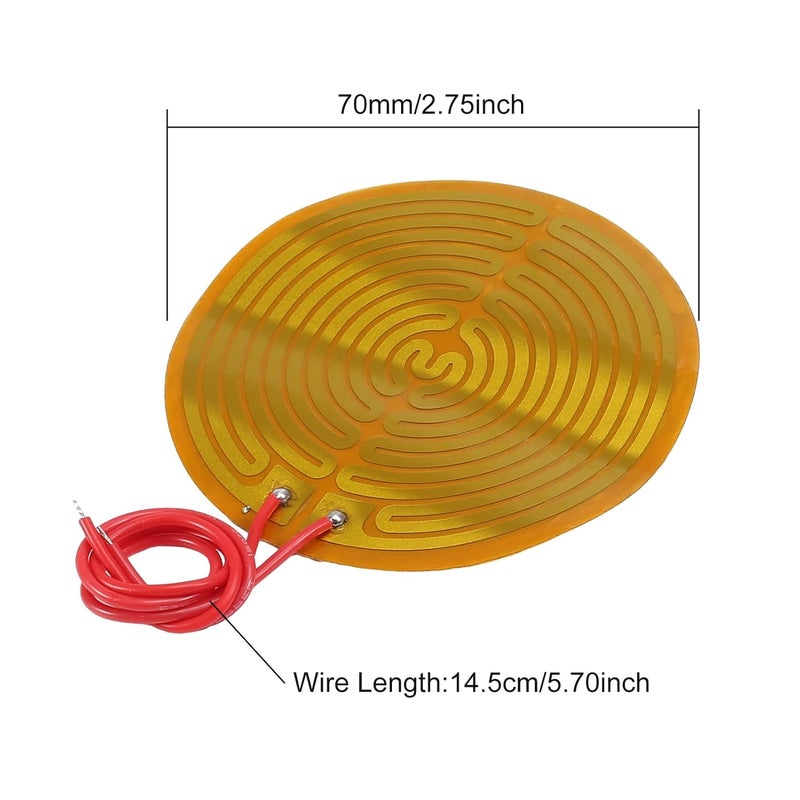 Coliao 6pcs Film Heater Plate Adhesive Pad 12V 13W 70mm PI Heating Elements Film Strip Heater Adhesive Polyimide Heater Plate - Image 2